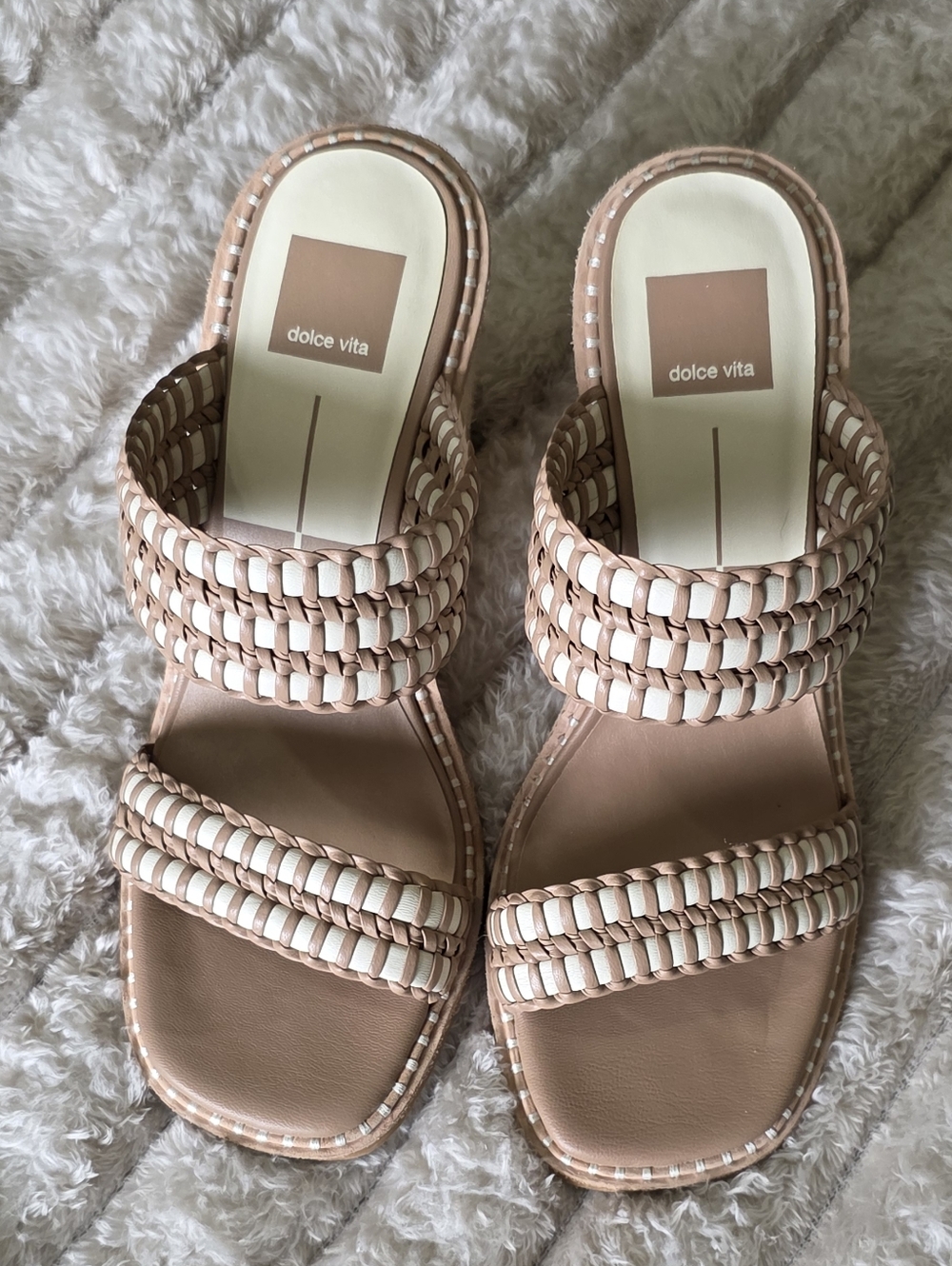 Dolce Vita Women's Beige Braided Slide Sandals